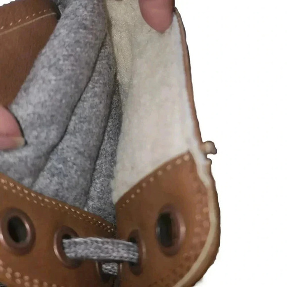 Roxy Wander Boots Women Size 8.5 Brown On Faux Leather & Fur Trim Lace Up - Picture 7 of 10